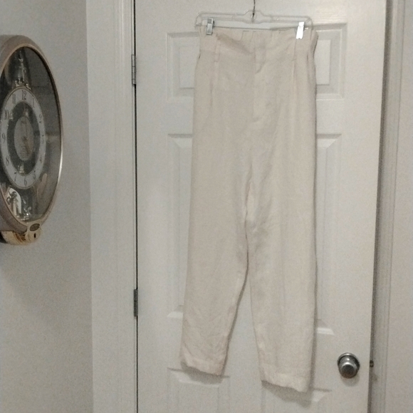 A New Day Target brand cream high rise paperbag top pants - Picture 2 of 7